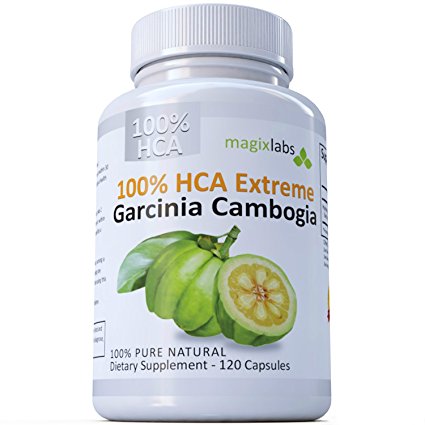 100% HCA EXTREME Pure Garcinia Cambogia Extract - Ultimate Potency - 120 Caps - Fast Action Diet Pills: Fat Burner, Carb Blocker + Appetite Suppressant for Weight Loss by MagixLabs