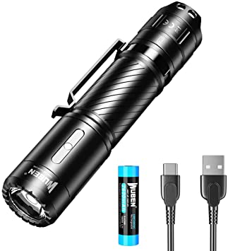 WUBEN C3 Pocket Flashlight Rechargeable 18650 Battery Powered LED Tactical Torch with Type-C Fast Charging 1200 Lumens EDC Light (Dark)