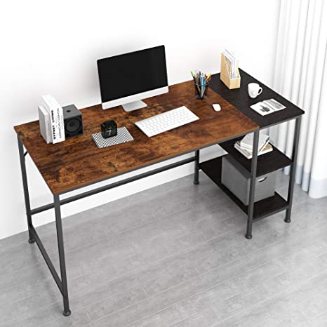 JOISCOPE Computer Desk,Latop Table,Study Table with Wooden Shelves,Industrial Table Made of Wood and Metal.55 inches(Vintage Oak Finish)