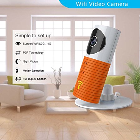Clever dog Wireless security wifi cameras/Smart Baby Monitor/Surveillance security camera with P2P, Night Vision, Record Video, Two-way Audio, Motion Detection, Alert messages for Iphone Ipad Android Smartphone (Orange)