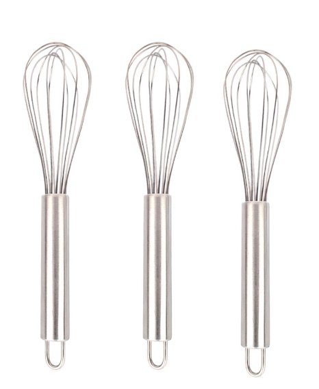 Ouddy Stainless Steel Whisk Kitchen Whisk Balloon Whisk Set Wire Whisk Egg Frother Milk and Egg Beater Blender Kitchen Utensils for Blending Whisking Beating and StirringSet of 3