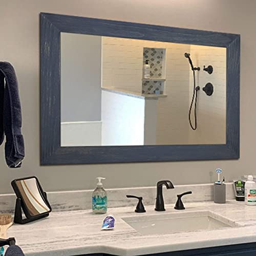 Shiplap Rustic Wood Framed Mirror, 20 Paint Colors, Slate Gray - Shabby Chic Framed Mirror, Rustic Reclaimed Barn Wood Style Wood, Large Bathroom Mirror, Over Sink Vanity Mirror, Big Mirror