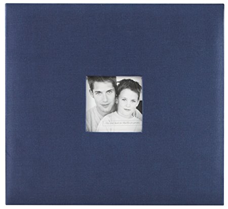 MBI by MCS Fashion Fabric 12-Inch by 12-Inch Page Top Load Scrapbook with Photo Opening, Blue, 12.5 x 13.5 inches Overall