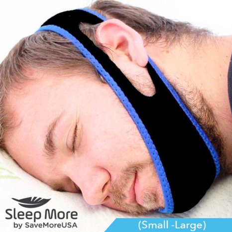 Stop Sleep Apnea Snoring Mouthpiece Chin Strap Adjustable Anti-Snore Solution Jaw Strap Small - Large Sleep More and Snore Less