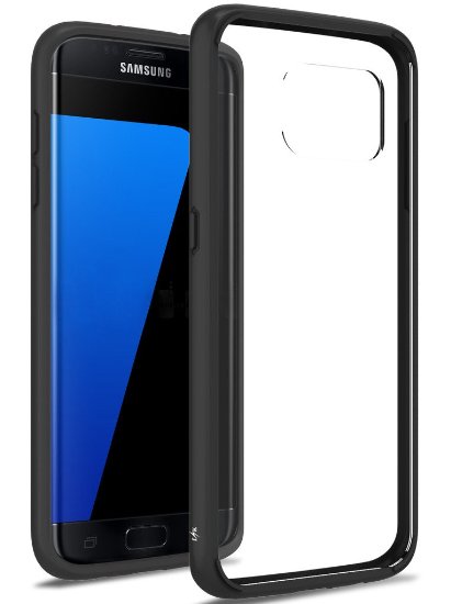 S7 Edge Case, LK [Crystal Clear] [Air Hybrid] Ultra Slim Shockproof Bumper with Clear Back Panel Cover Case for Samsung Galaxy S7 Edge (Black)