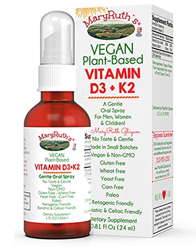 Organic Vitamin D3 K2 (MK-7) Liquid Drops by MaryRuth’s Non-GMO Vegan Gluten Free Paleo, Ketogenic, Bariatric Friendly and Celiac Friendly. for Men, Women & Children 1oz Glass Bottle