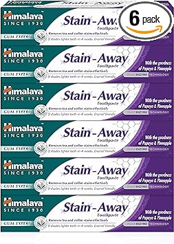 Himalaya Herbals Enamel Friendly Stain-Away Toothpaste | Protects Enamel Fights Germs, Multi-Action Toothpaste - 75ml (Pack of 6)