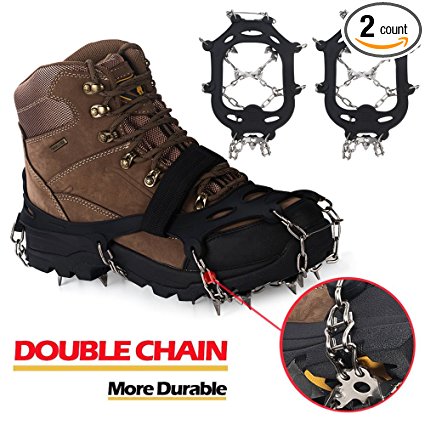 Upgraded Version Of Walk Traction Ice Cleat Spikes Crampons,True Stainless Steel Spikes And Durable Silicone,/Boots For Hiking On Ice&Snow Ground,Mountian.-By EnergeticSky