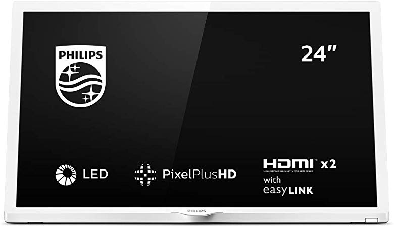 Philips 24PHT4354/05 24 -Inch HD Ready LED TV with Pixel Plus HD, HDMI, PC-In, USB - White (2019/2020 model)