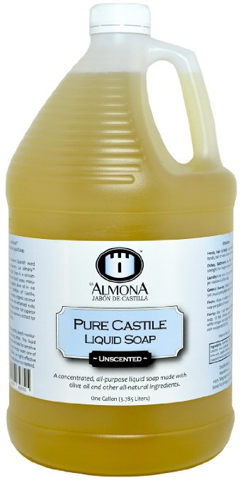 La Almona - Pure Castile Liquid Soap (Unscented), 1 Gallon