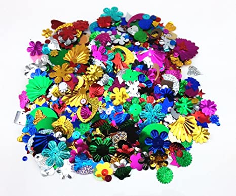 Honbay 100 Gram Mixed Sequins and Spangles Craft Supplies, Assorted Shapes, Color and Sizes