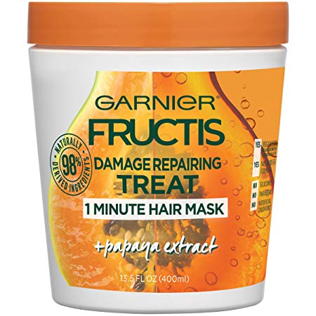 Garnier Fructis Style Damage Repairing Treat 1 Minute Hair Mask with Papaya Extract for Shine and Scalp Health, 13.5 Ounce