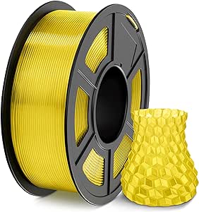 SUNLU 3D Printer Filament, Neatly Wound PLA Filament 1.75 mm, Dimensional Accuracy  /- 0.02mm, Fit Most FDM 3D Printers, 1kg Spool (2.2lbs), 330 Meters, Transparent 3D Printing Filament, Clear Yellow