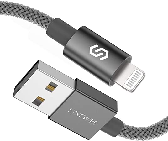 Syncwire iPhone Charger Lightning Cable - [Upgraded Apple C89 MFi Certified] 2m/6.5ft Durable Nylon Braided Apple Fast Charging Lead for iPhone 11 Pro XS Max XR X 8 7 6s Plus SE, iPad, iPod, AirPods