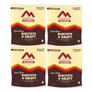 Mountain House Classic Biscuits & Gravy | Freeze Dried Backpacking & Camping Food | 4-Pack