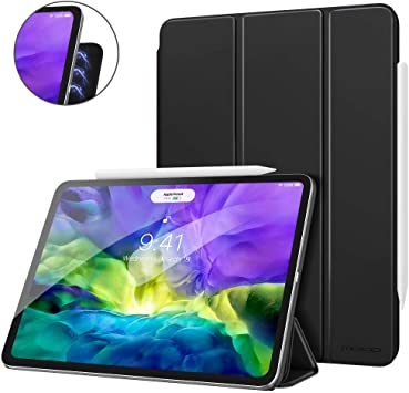 MoKo Magnetic Smart Folio Case Fit iPad Pro 11 2nd Gen 2020 & 2018 [Support Apple Pencil 2 Charging] Slim Lightweight Shell Stand Cover, Auto Wake/Sleep Fit iPad Pro 11" 2020 & 2018 - Black
