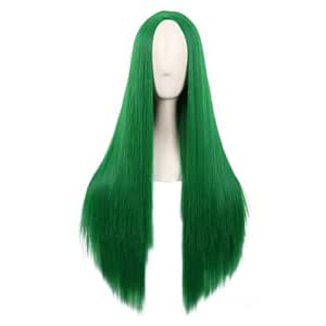 MapofBeauty 28 Inch/70 cm Women Special Long Straight Synthetic Wig (Grass Green)