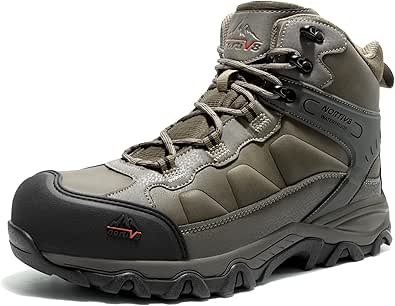 NORTIV 8 Waterproof Steel Toe Boots for Men Slip Resistant Safety Industrial Boots