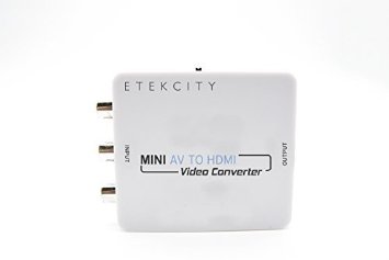 Etekcity Mini AV Composite Video Audio RCA CVBS to HDMI Black Converter Box with Power Adapter Upscaler supports HDTV High-definition 720p 1080p VHS VCR DVD