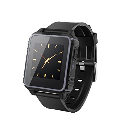 Waterproof Smart Watch,Bluetooth Watch Wrist Watch Phone with SIM Card Slot and NFC for Android and ios Smartphones (Black frame)