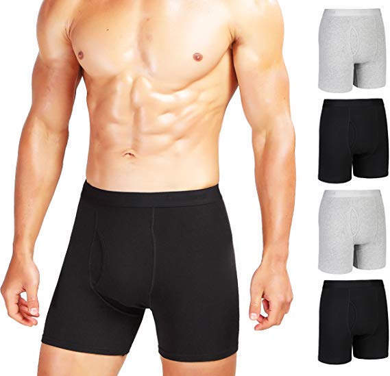 Comfneat Men's Comfy Boxer Brief 5 or 7-Pack Tagless Underwear Soft Stretchy Cotton Spandex