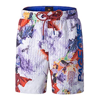 PAGE ONE Mens Women Swim Trunks Quick Dry Beach Wear Drawstring Board Shorts Solid Swim Suit