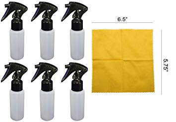 6 - Black Mini Trigger Sprayers with 2 ounce Natural HDPE Bottles