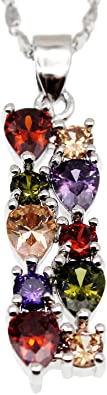 Multi Gemstone Pendants Garnet Amethyst Morganite Peridot Promise Wedding Party Necklaces Pendants