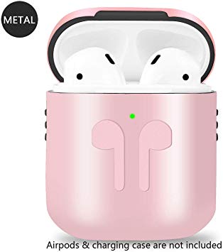 Metal Airpods Case Full Protective Skin Cover Compatible with Apple Airpods 1&2 Wireless Charging Case Accessories Kits (For Airpods 2 Wireless Version, rose gold)