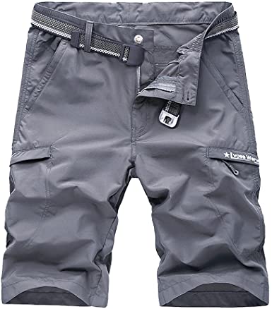 Kolongvangie Quick Dry Cargo Shorts for Men Casual Workout Hiking Outdoor Stretchy Summer Shorts with Multi Pockets