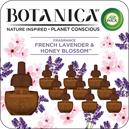 Botanica by Air Wick Plug in Scented Oil, 10 Refills, French Lavender and Honey Blossom, Air Freshener, Eco Friendly, Essential Oils
