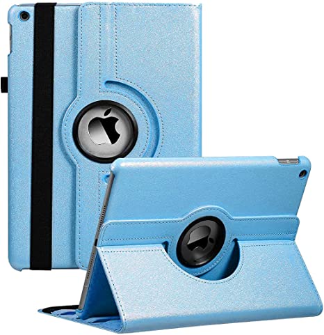 New iPad 9th Generation Case (2021) / iPad 8th Gen Case (2020) / 7th Gen 10.2 Inch Case (2019) - 360 Degree Rotating Stand Smart Cover Case with Auto Sleep Wake for Apple iPad 10.2" (Light Blue)