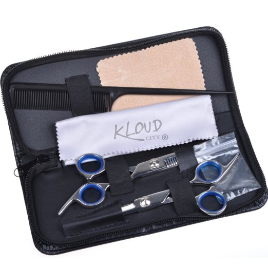 KLOUD City Professional Hair Cutting Scissors Shears Barber Thinning Set Kit with a Case Black caseampShearampcomb