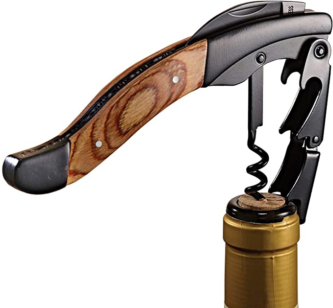 Wine Enthusiast Black Matte and Wood Executive Corkscrew