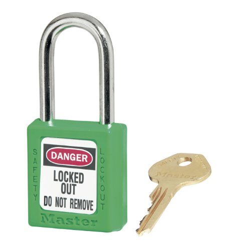 Master Lock 410GRN Green 410 Zenex Safety Padlock with Short Body, 1/4" x 1-1/2" Shackle (Pack of 1)