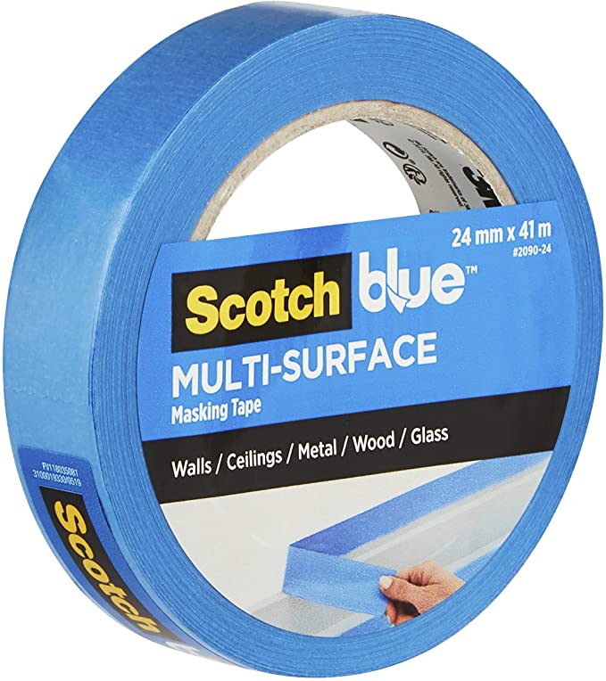 ScotchBlue Premium 2090 UK Multi-Surface Masking Tape for Walls Ceilings Metal Wood and Glass, Blue, 24mm