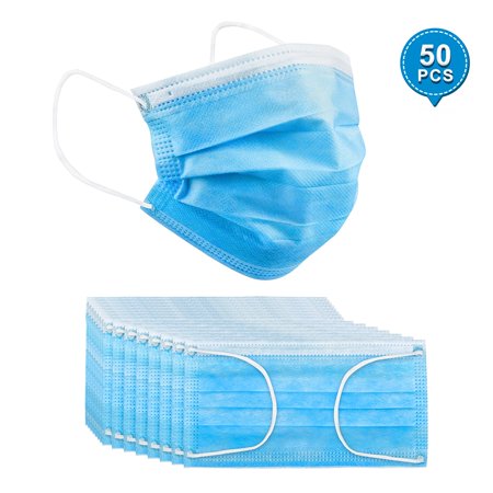 50 PCS Disposable Face Masks 3D Breathable 3-Ply Earloops Thick 3-Layer