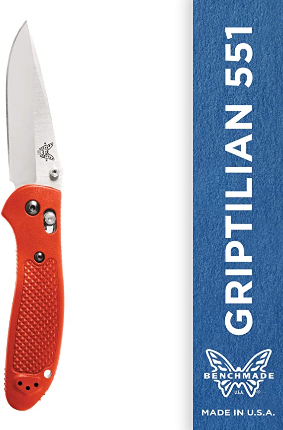 Benchmade - Griptilian 551 Knife with CPM-S30V Steel, Drop-Point Blade, Plain Edge