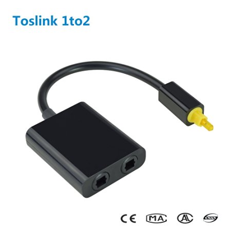 Topoint Toslink Splitter, Digital Optical Audio Splitter Adapter 1 in 2 Out(Black)