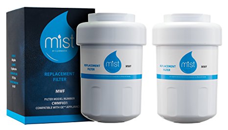 Mist GE MWF Smartwater, MWFA, MWFP, GWF, GWFA, Kenmore 9991,46-9991, 469991 Refrigerator Water Filter Replacement 2 Pack