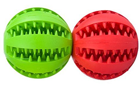 Dog Toy Ball for Pet Training/Playing/Chewing, Non-Toxic Soft Rubber Tooth Cleaning Toys, 2.8" Pack of 2