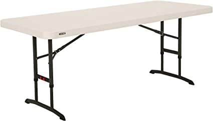 Lifetime 6 ft (1.83 m) Commercial Adjustable Height Folding Table - Almond