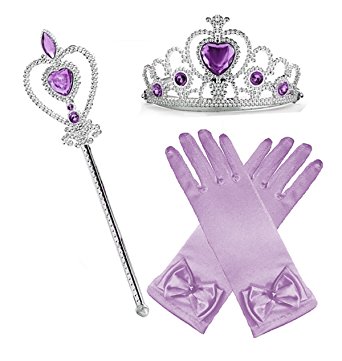 Princess Dress up Party Accessories - 3 Piece Gift Set: Gloves, Tiara and Wand