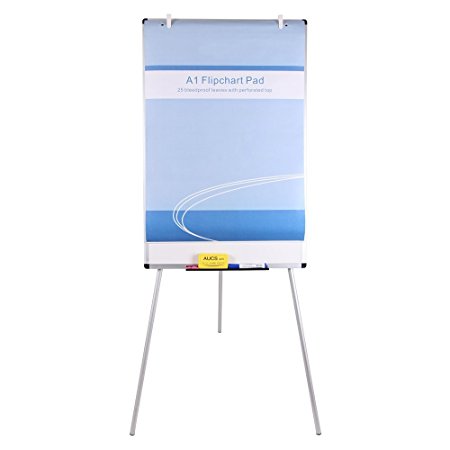 VIZ-PRO Light Weight Porcelain Magnetic Tripod Whiteboard/Flipchart Easel, 24" W x 36" L