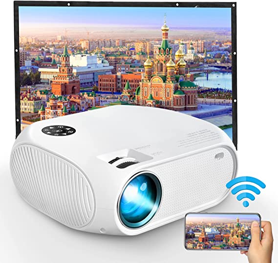 LAIDUOAO Wireless WiFi Video Projector, Portable Mini Home Theater Video Projector Support Full HD 1080P, 50000Hrs,with HDMI VGA USB AV Port, Compatible with TV Stick/ HDMI/ iPhone/ Laptop