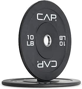 CAP Barbell Budget Olympic Bumper Plate Set with White Logo, Black, 10 lb Pair