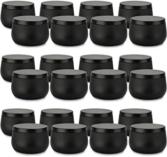 Candle Tin 24 Piece, 8 oz, Candle Containers with Lid, Black Candle Jars for Candle Making, DIY Candle Can Tin Bulk Candle Making Party Supplies