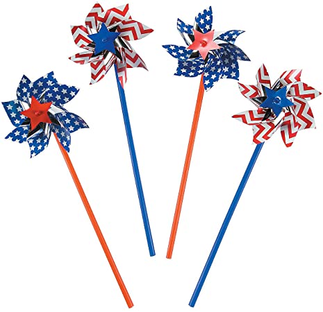 Fun Express American Flag Patriotic Pinwheels (36 per Order) Fourth of July Party - Patriotic Party Decorations