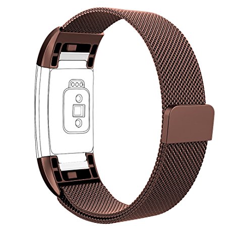 Fitbit Charge 2 Bands, Vancle Adjustable Milanese Loop Stainless Steel Metal Band Bracelet Strap with Magnetic Closure Clasp, No Buckle Needed for Fit Bit Charge 2 HR Fitness Tracker