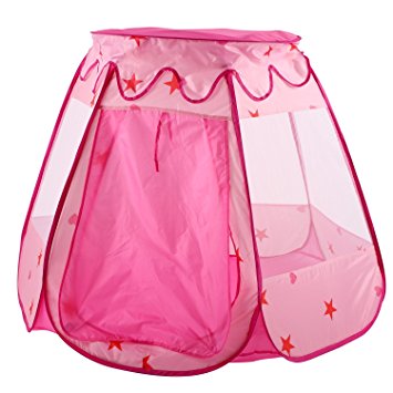 Peradix Children's Play Tent Portable Ball Game House Gifts for 1-8 Years Old Children Pink (Not Included Balls)